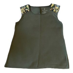 Juicy Couture Olive Green Sequin Shoulder Sleeveless Top